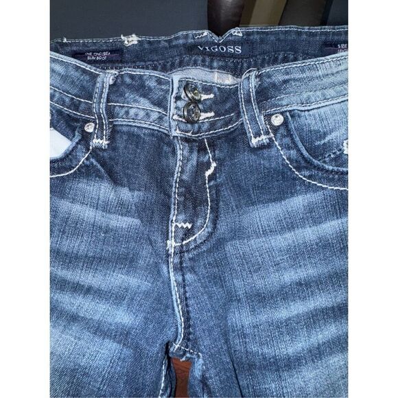 Vigoss The Chelsea Slim Boot Dark Wash Jeans Size 7/8 Length 33 - Picture 4 of 11